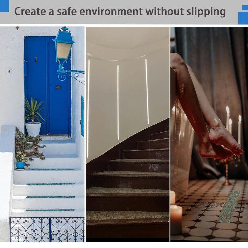 CHUANGSEED Anti-Slip Tape 2" x15ft - Waterproof Blue Safety Grip Tape for Stairs, Pool, Bathroom, Outdoor Steps - Heavy Duty Non-Slip Traction Strip - Image 5